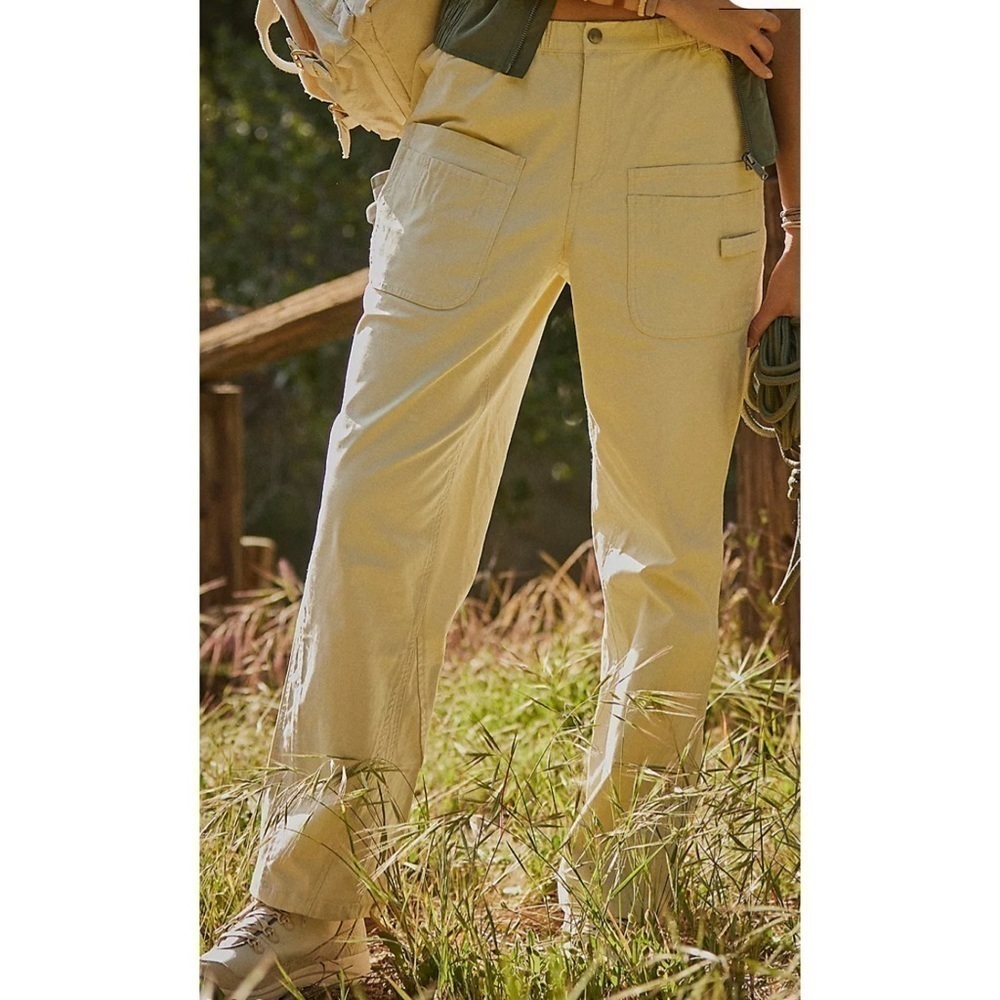 Free People FP Movement Voyage Pants Cargo Straight Leg Desert Taupe Sz S NWT